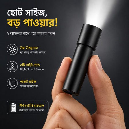 004 Mini Portable LED Flashlight USB Rechargeable Pocket Light (Black Color)