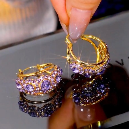 Light Purple Zircon Earrings-112